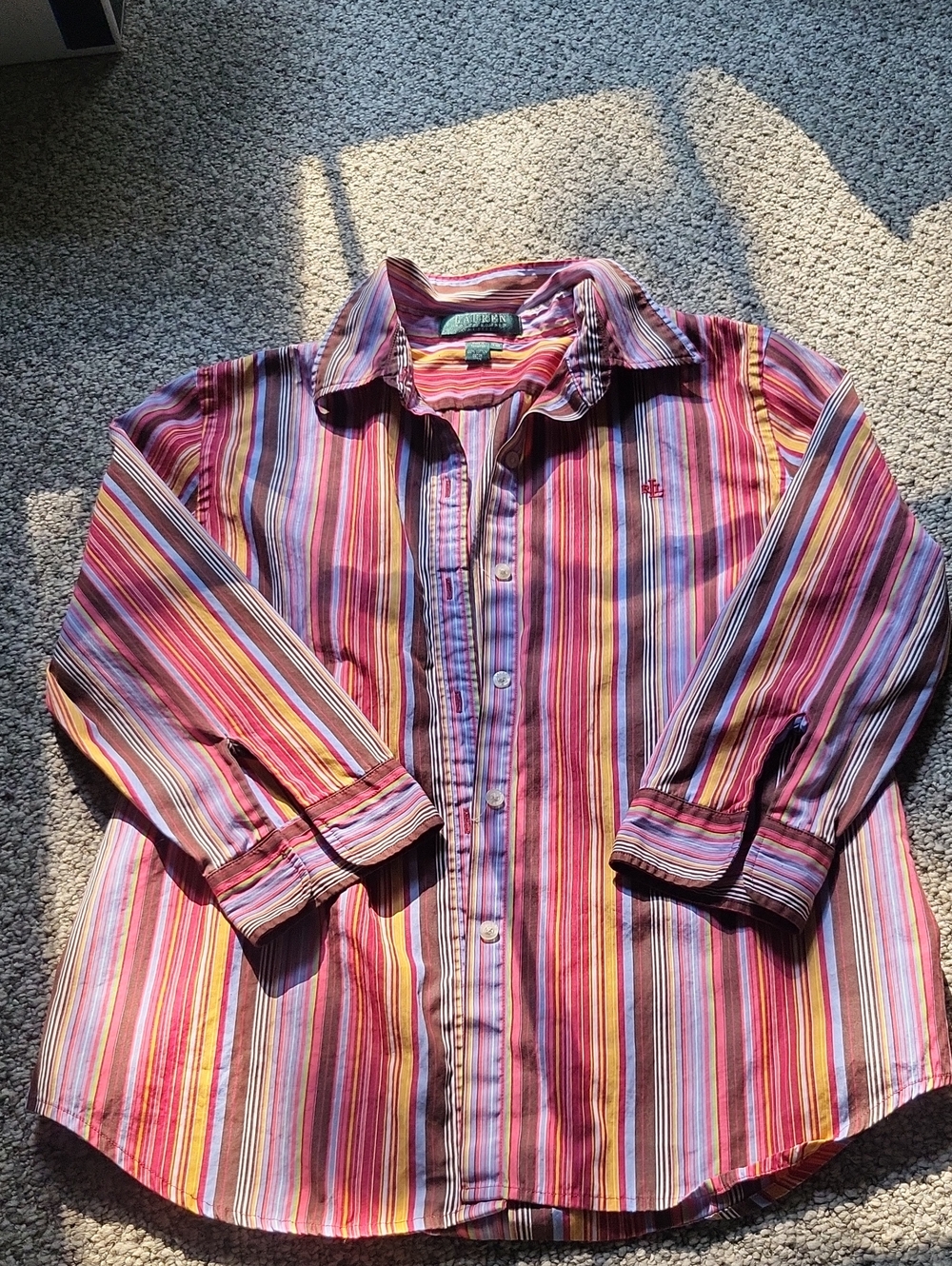 Womens Multicolor Mid Sleeve Dress Shirt